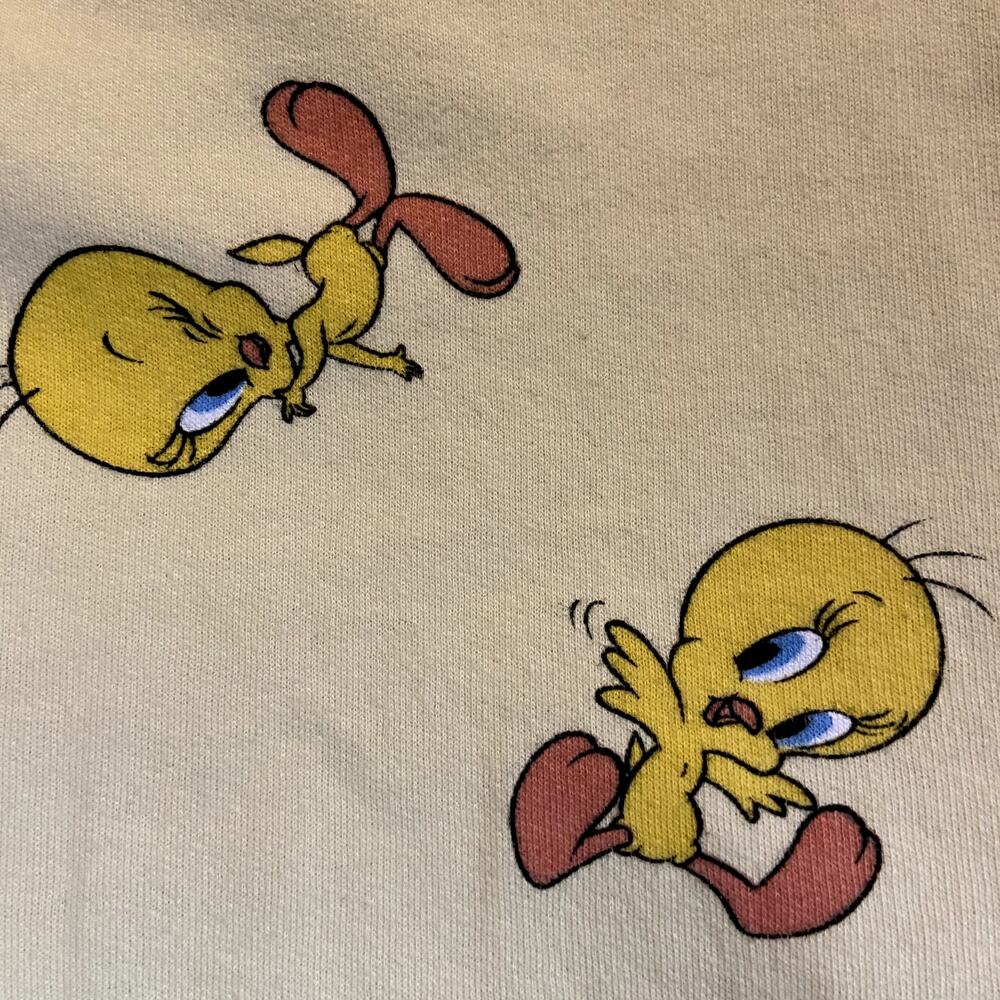 Looney Tunes Sweatshirt Pullover Crew Neck All Over Tweety Bird Yellow Large - Picture 3 of 5